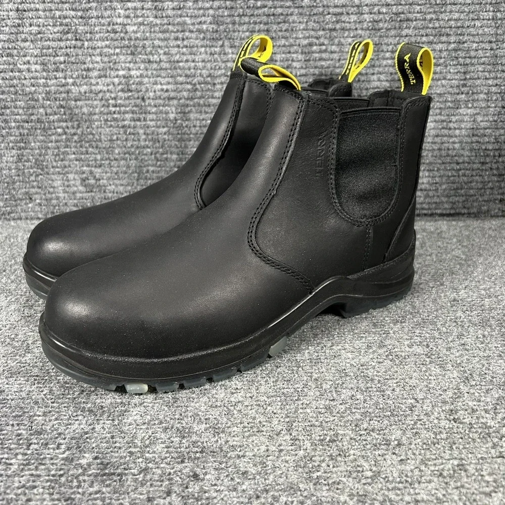 Terra Boots Mens Size 7 Black Leather Chelsea‎ Slip Resistant Work TROA4NRFBLK